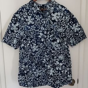 Vans Men's Blue Floral Button Up XXL